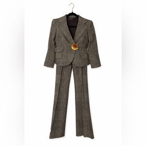 Dolce & Gabbana Brown Glen Plaid Wool Blazer & Trousers Set